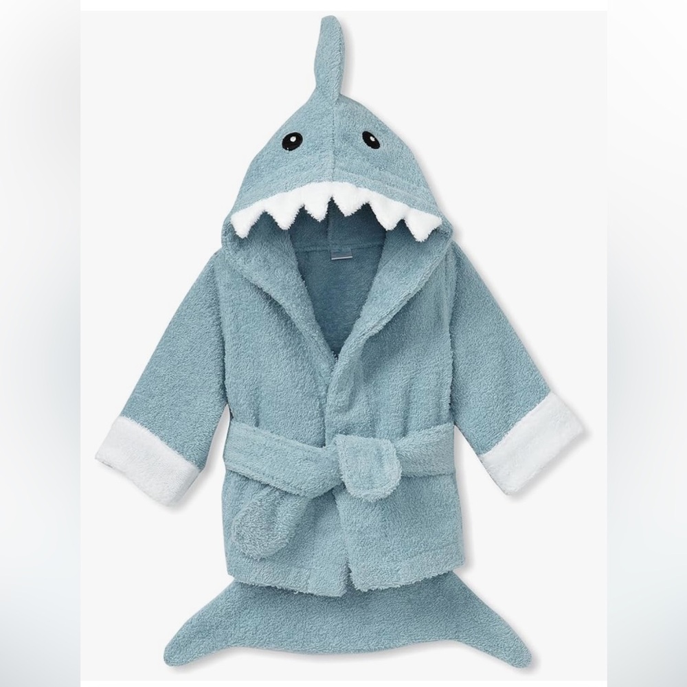 Baby Aspen Let The Fin Begin Terry Shark Hooded Robe